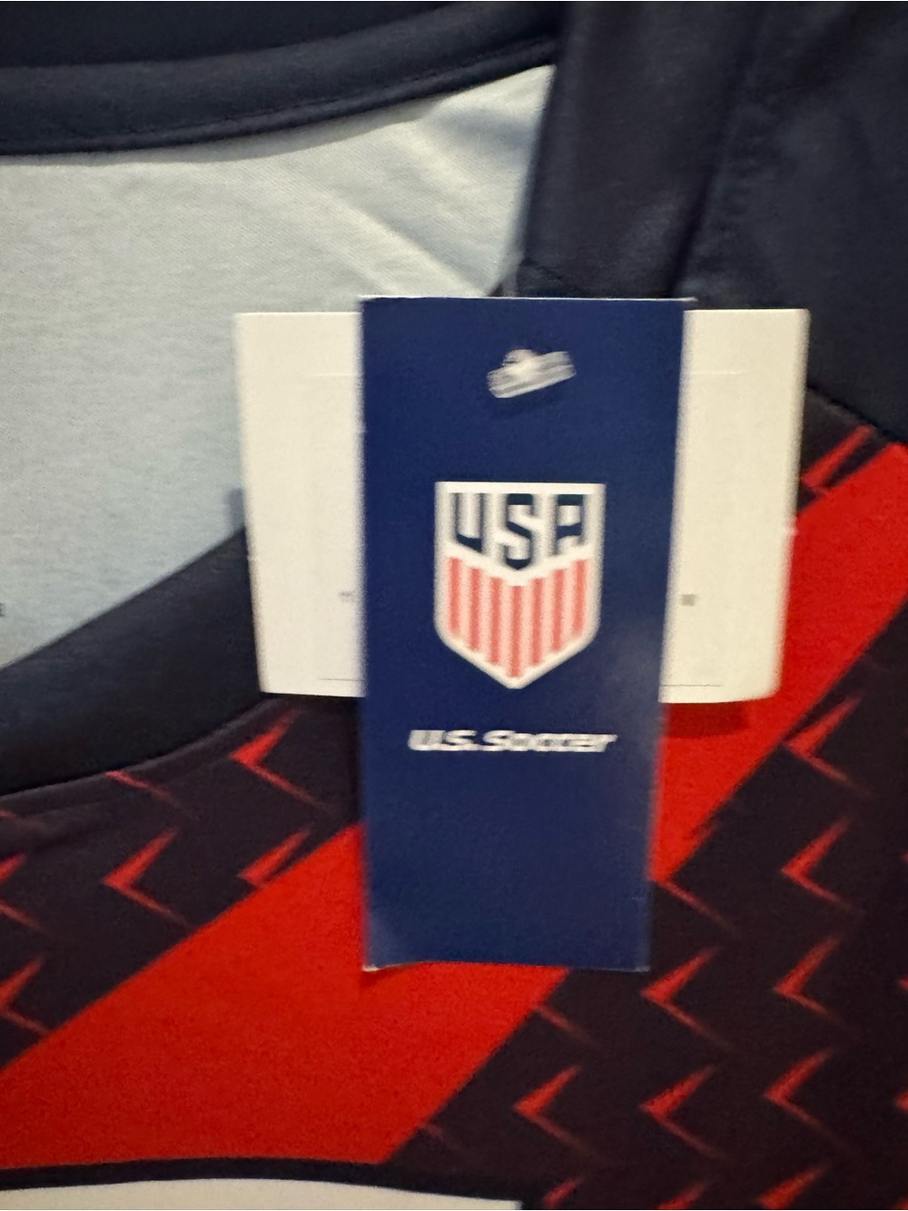 Men's Red and Navy USA Soccer Jersey with Crest - Picture 3 of 4